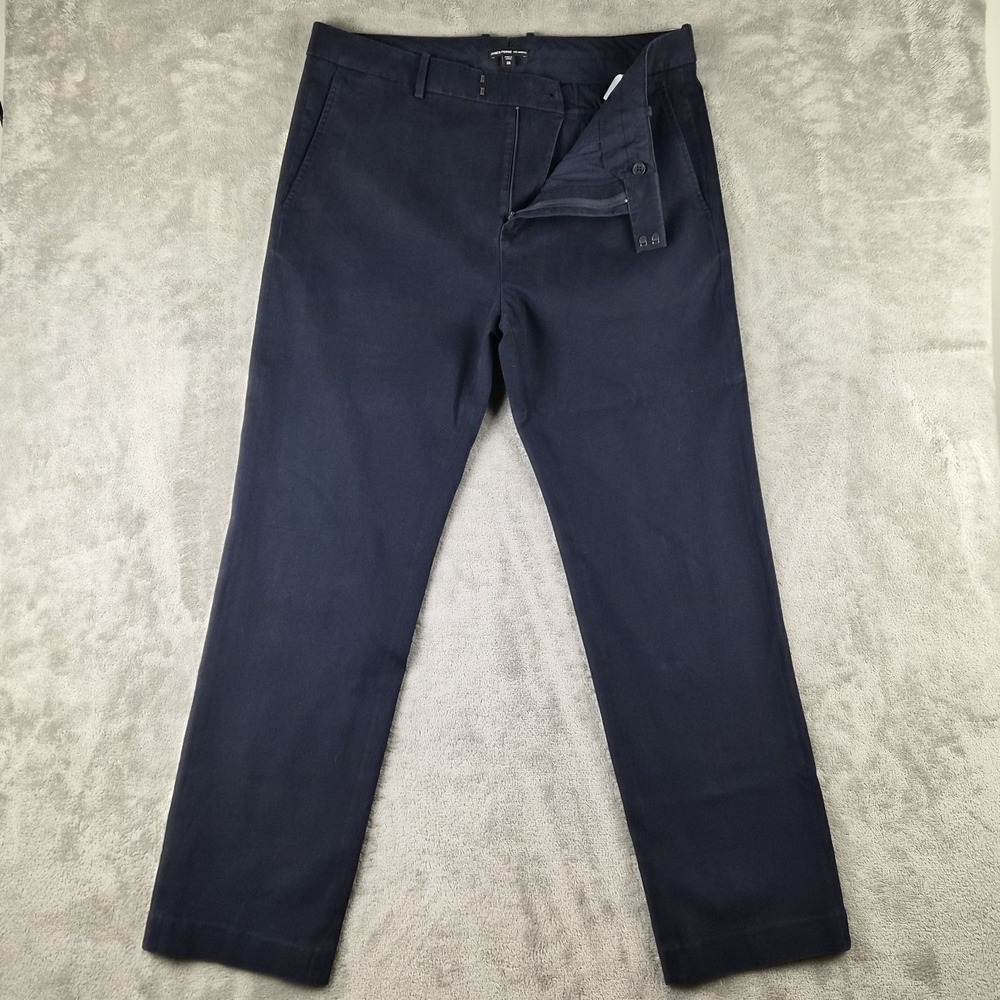 James Perse Mens Dress Pants 36x30 Navy Blue Cashmere Blend Flat Front Luxury